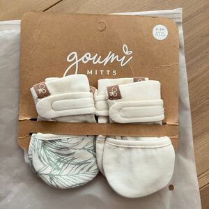 NWT Goumi Kids Baby Mitts Set Cloud & Coastal SZ 0-3 mo Bamboo Organic Stay On